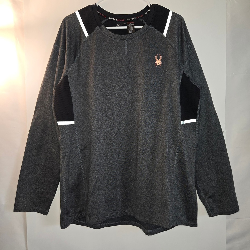 Spyder Active Mens ProW-B Long Sleeve Performance Shirt Gray Large SPM100U